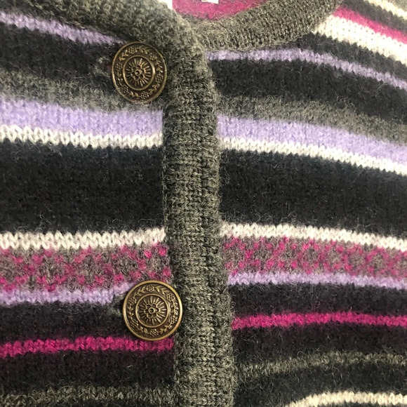 Vintage Striped 100% Wool Cardigan Size 6 Petite - Picture 5 of 7
